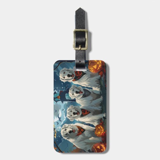 Grote Pyreneeën Halloween Spooky Bagagelabel (Voorkant verticaal)