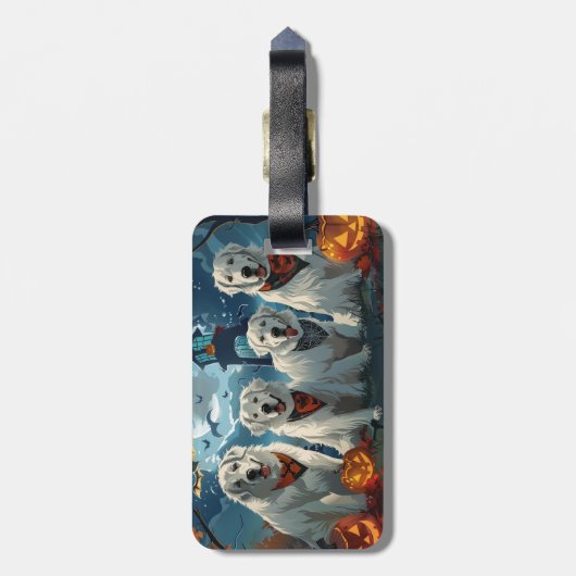 Grote Pyreneeën Halloween Spooky Bagagelabel (Achterkant verticaal)