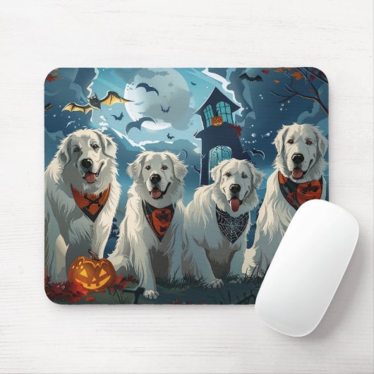 Grote Pyreneeën Halloween Spooky Muismat (Met muis)