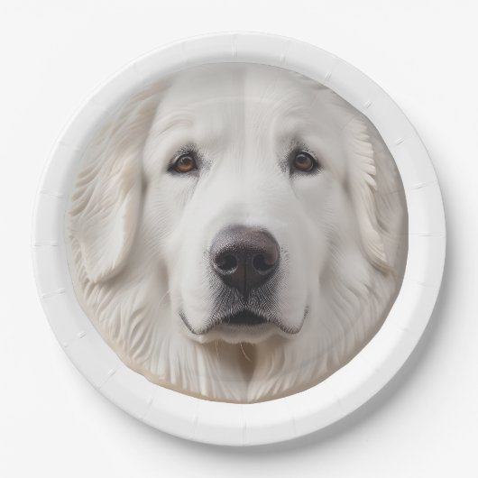 Grote Pyreneeën hond 3D geïnspireerd Papieren Bordje (Voorkant)