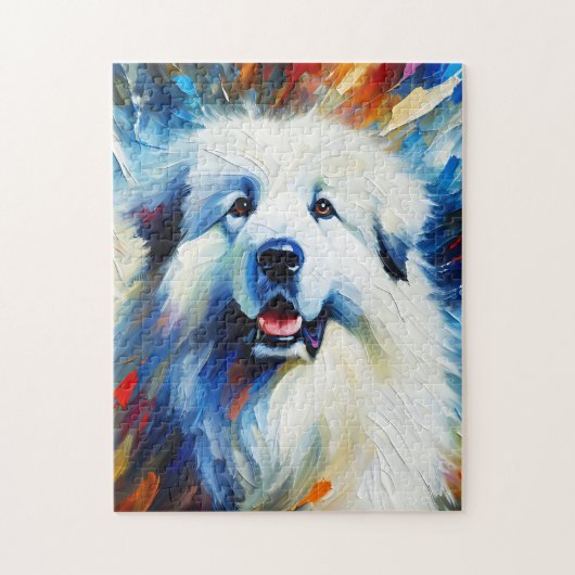 Grote Pyreneeën Hond Acryl Print | Kleurrijk Legpuzzel (Verticaal)