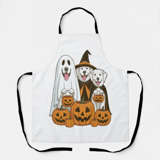 Grote Pyreneeën Hond Geest Heks Halloween Matching Schort (Voorkant)