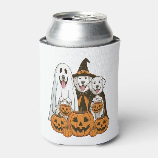 Grote Pyreneeën Hond Ghost Witch Halloween Matchin Blikjeskoeler (Blikje Voorkant)