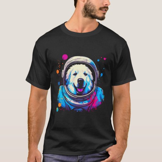 Grote Pyreneeën Hond Grappige Astronaut T-shirt (Voorkant)