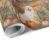 Grote Pyreneeën Hond Herfst Oogst Thanksgiving Cadeaupapier (Rol Hoek)