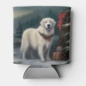 Grote Pyreneeën Hond in Sneeuw Kerstmis Blikjeskoeler (Voorkant)