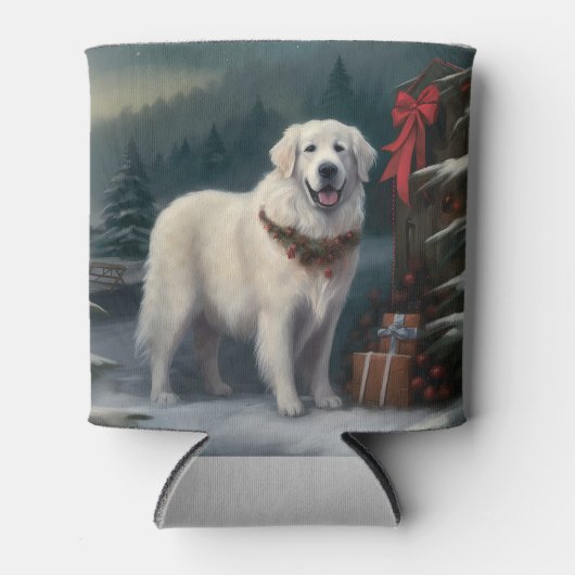 Grote Pyreneeën Hond in Sneeuw Kerstmis Blikjeskoeler (Voorkant)