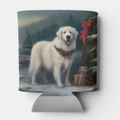 Grote Pyreneeën Hond in Sneeuw Kerstmis Blikjeskoeler (Achterkant)