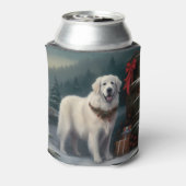 Grote Pyreneeën Hond in Sneeuw Kerstmis Blikjeskoeler (Blikje Achterkant)