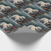 Grote Pyreneeën Hond in Sneeuw Kerstmis Cadeaupapier (Hoek)