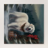 Grote Pyreneeën Hond in Sneeuw Kerstmis Legpuzzel (Horizontaal)