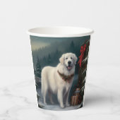 Grote Pyreneeën Hond in Sneeuw Kerstmis Papieren Bekers (Achterkant)