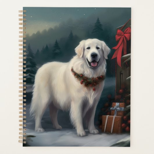 Grote Pyreneeën Hond in Sneeuw Kerstmis Planner (Voorkant)