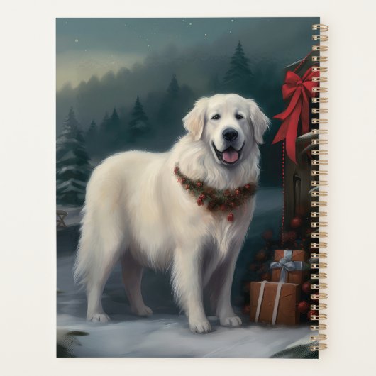 Grote Pyreneeën Hond in Sneeuw Kerstmis Planner (Achterkant)
