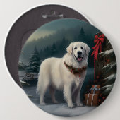 Grote Pyreneeën Hond in Sneeuw Kerstmis Ronde Button 6,0 Cm (Voorkant /achterkant)