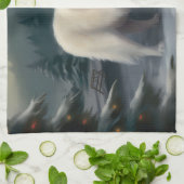 Grote Pyreneeën Hond in Sneeuw Kerstmis Theedoek (Gevouwen)