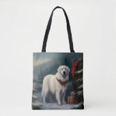 Grote Pyreneeën Hond in Sneeuw Kerstmis Tote Bag (Voorkant)