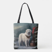Grote Pyreneeën Hond in Sneeuw Kerstmis Tote Bag (Achterkant)
