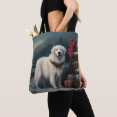Grote Pyreneeën Hond in Sneeuw Kerstmis Tote Bag (Dichtbij)