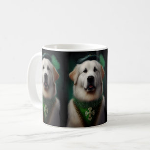 Grote Pyreneeën hond in St. Patrick's Day jurk Koffiemok
