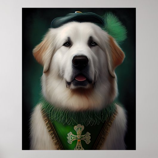 Grote Pyreneeën Hond in St. Patrick's Day Jurk Poster (Voorkant)