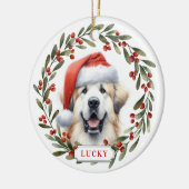 Grote Pyreneeën Hond Keramische Cirkel Ornament (Links)