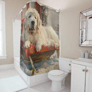 Grote Pyreneeën Hond Kerst Feestelijk Douchegordijn