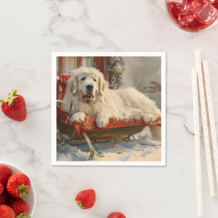 Grote Pyreneeën Hond Kerst Festief Servet