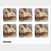 Grote Pyreneeën Hond Kerst Festief Vierkante Sticker (Vel)