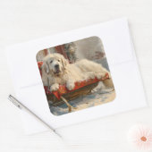 Grote Pyreneeën Hond Kerst Festief Vierkante Sticker (Envelop)
