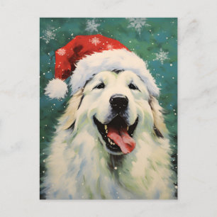 Grote Pyreneeën hond Kerstborstel schilderij artwo Briefkaart