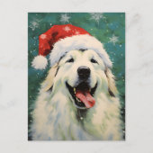 Grote Pyreneeën hond Kerstborstel schilderij artwo Briefkaart (Voorkant)