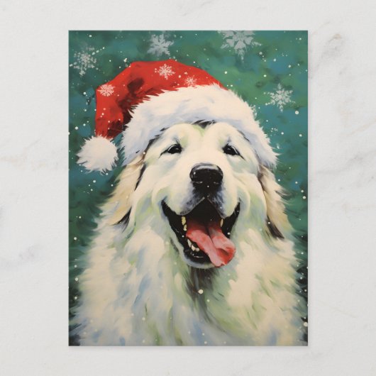 Grote Pyreneeën hond Kerstborstel schilderij artwo Briefkaart (Voorkant)