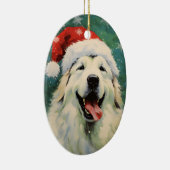 Grote Pyreneeën hond Kerstborstel schilderij artwo Keramisch Ornament (Rechts)
