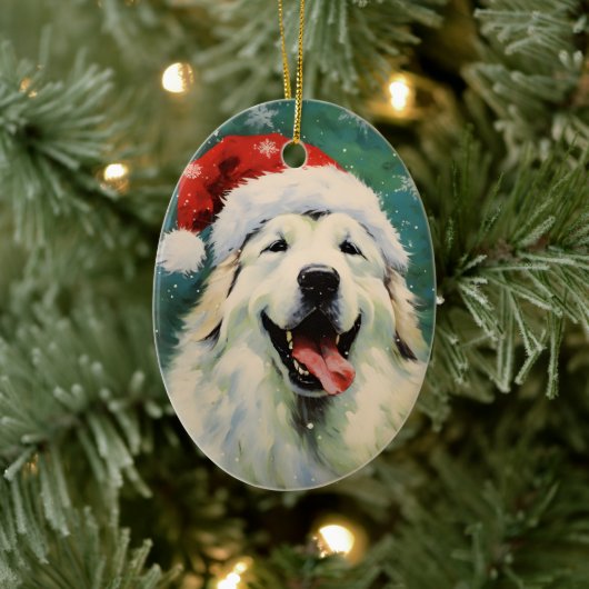 Grote Pyreneeën hond Kerstborstel schilderij artwo Keramisch Ornament (Boom)