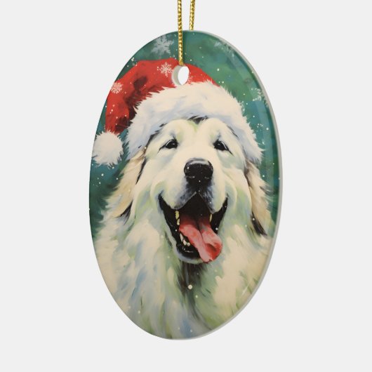 Grote Pyreneeën hond Kerstborstel schilderij artwo Keramisch Ornament (Links)