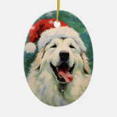 Grote Pyreneeën hond Kerstborstel schilderij artwo Keramisch Ornament (Voorkant)