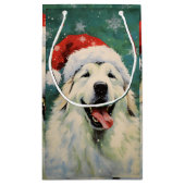 Grote Pyreneeën hond Kerstborstel schilderij artwo Klein Cadeauzakje (Achterkant)