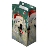 Grote Pyreneeën hond Kerstborstel schilderij artwo Klein Cadeauzakje (Voorkant Gekanteld)