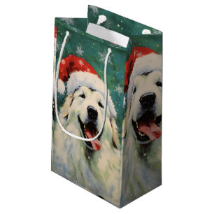 Grote Pyreneeën hond Kerstborstel schilderij artwo Klein Cadeauzakje