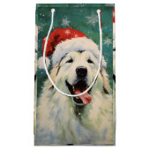 Grote Pyreneeën hond Kerstborstel schilderij artwo Klein Cadeauzakje (Voorkant)