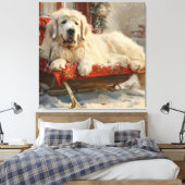 Grote Pyreneeën Hond Kerstfeest Canvas Afdruk (Insitu (Slaapkamer))