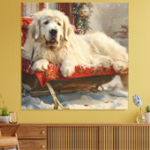 Grote Pyreneeën Hond Kerstfeest Canvas Afdruk (Insitu (Woonkamer))