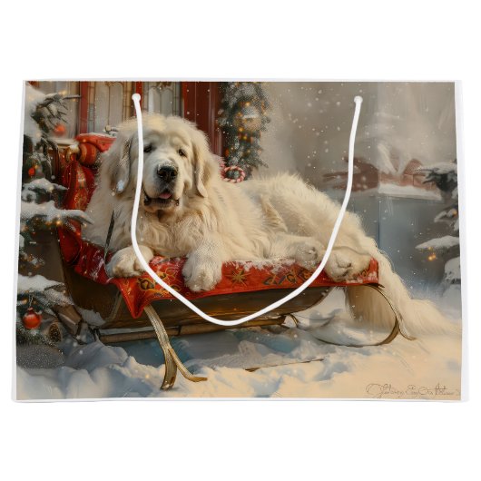 Grote Pyreneeën Hond Kerstfeest Groot Cadeauzakje (Voorkant)