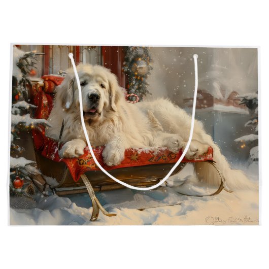 Grote Pyreneeën Hond Kerstfeest Groot Cadeauzakje (Achterkant)