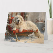 Grote Pyreneeën Hond Kerstfeest Kaart (Voorkant)