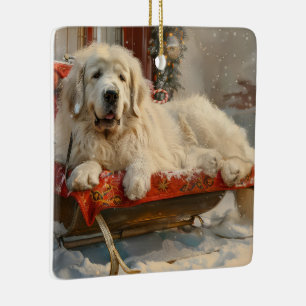 Grote Pyreneeën Hond Kerstfeest Keramisch Ornament