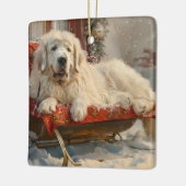 Grote Pyreneeën Hond Kerstfeest Keramisch Ornament (Links)