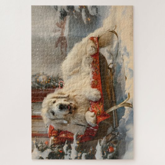 Grote Pyreneeën Hond Kerstfeest Legpuzzel (Verticaal)