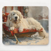 Grote Pyreneeën Hond Kerstfeest Muismat (Voorkant)